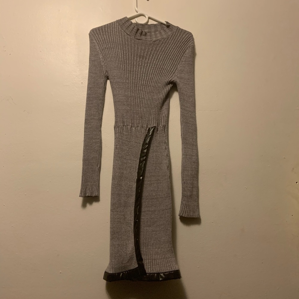 Gray Long Sleeve Bodycon Dress
